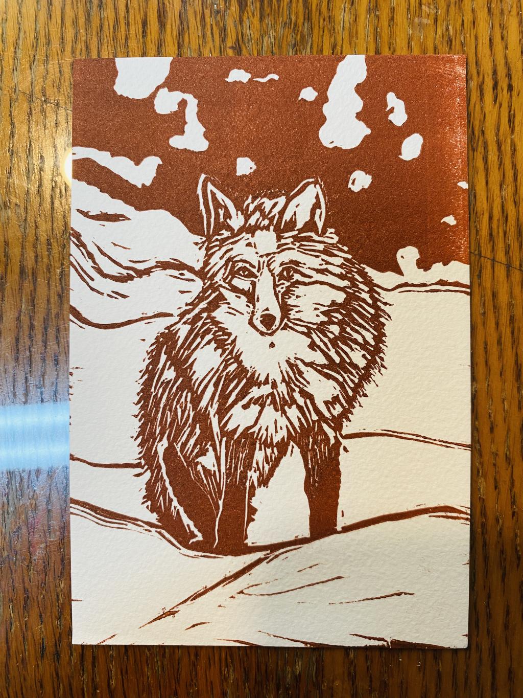 A print of a red fox.